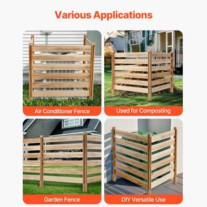Valla de privacidad de madera de 38 pulgadas de ancho x 36 pulgadas de largo, pantalla de 3 paneles con listones para aire acondicionado, recinto para equipos de piscina, portones de celosía metálica - Product Image 6