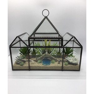 Mini Caja Decorativa de Vidrio Transparente Retro con Diseño de Casa Dorada, Terrario para Sala de Estar, MOQ 100 Piezas al Precio Más Bajo - Product Image 1