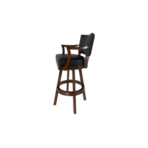 The bar <b>stool</b> is made of high quality solid teak wood with fabric upholstery on the back and seat, suitable for indoor use. - Product Image 5