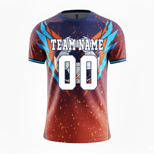 Maillot de football imprimé par sublimation 100% polyester respirant, séchage rapide, léger, manches courtes, col rond, personnalisé - Product Image 4