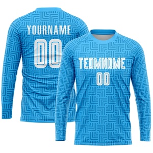 ชุดเสื้อฟุตบอลสีน้ำเงินดีไซน์ใหม่ปี 2026 สำหรับผู้ชาย แขนสั้นและแขนยาว คอกลม พิมพ์ลายแบบ Sublimation ระบายเหงื่อได้ดี - Product Image 2
