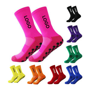 High Quality Cotton Men's Soccer <b>Socks</b> Custom Logo Crew Design with Non-Slip Ankle <b>Grip</b> for Youth Sports and Football - Product Image 1