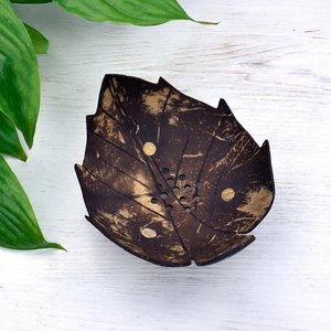 Coconut Shell Soap Dish Holder Leaf Shape Self Draining Tray for Soaps and <b>Bathroom</b> <b>Accessories</b> - Product Image 4