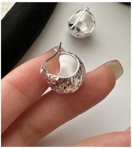 S925 Sterling Silver Korean Niche Design Simple Retro Ice Ice Ice Ear Buckle Vegetable Basket Retro Earrings Wholesale - Product Image 1