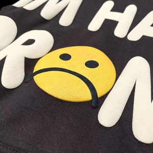 <b>Men's</b> Hooded Sweatshirt 100% Cotton French Terry Black Pocket Design Casual Autumn Wear Regular Fit Printed Letter Pattern - Product Image 4