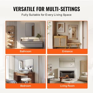 Wall Mounted <b>30</b>\" <b>X</b> <b>40</b>\" Makeup Mirror 0.15\" Thick Aluminium Alloy <b>Frame</b> Explosion Proof Film Scratch Resistant Bath Mirror - Product Image 5