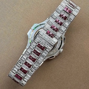 Luxury Mechanical Watch With Pink Bauggute Stainless Steel Band Analog Dial Sapphire Crystal <b>Chronograph</b> - Product Image 5