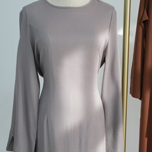Women's Abaya <b>Dress</b> Round Neck <b>Long</b> Sleeve Maxi <b>Dress</b> Solid Color Muslim <b>Dress</b> <b>for</b> Daily Prayer <b>Eid</b> - Product Image 3