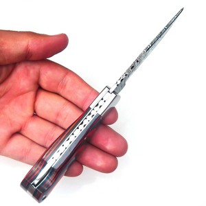 Cuchillo Plegable de Acero Damasco Nordic Forge con Mango de Madera Pakka, Funda, Cuchillo de Bolsillo EDC para Caza, Camping, Cuchillo de Grado Industrial - Product Image 2