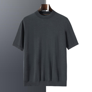 เสื้อยืดคอกลมแขนสั้นสีดำสำหรับผู้ชาย ทรงหลวม สวมใส่สบาย สีพื้น ผ้าฝ้าย 100% ย้อมสีเรียบ ระบายอากาศได้ดี แห้งเร็ว - Product Image 4