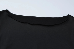 Haut noir à manches longues pour femme avec ceinture léopard, pantalon taille haute à jambes larges, longueur intégrale, respirant, en tricot, spandex, polyester - Product Image 5
