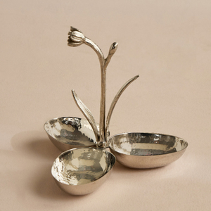 Juego de recipientes metálicos para servir, artesanía india, cuencos redondos con tapa, acabado dorado pulido con soporte arqueado para frutos secos y nueces - Product Image 6