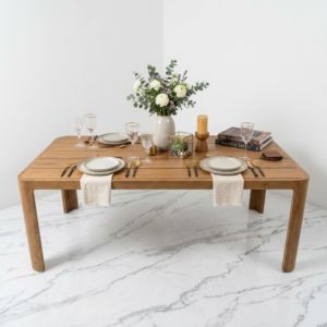 Mesa de Comedor de Madera de Teca Sólida, Venta al por Mayor Directa de Fábrica, Exportación de Indonesia, Fabricante, Carga de Contenedor FCL, Suministro Personalizado OEM - Product Image 1