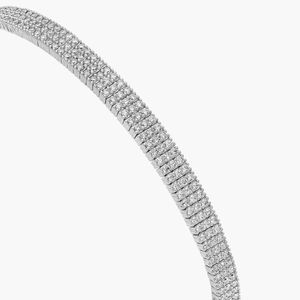 3 Row Lab Grown Diamond <b>Bangle</b> <b>Bracelet</b> in White Gold - Product Image 3