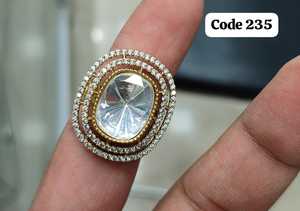 Luxury Oval Crystal Cocktail <b>Ring</b> for Women | Gold Plated CZ Diamond Halo Statement <b>Ring</b> | <b>Adjustable</b> Bridal Party Fashion | - Product Image 2