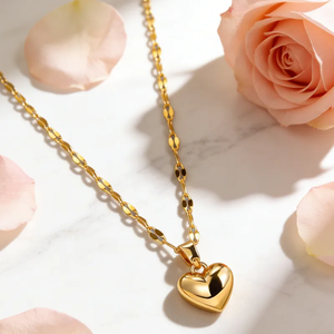 Collar con forma de corazón para mujer con diseño tridimensional en acero inoxidable 304 con baño de oro real de 18 quilates - Product Image 4