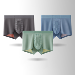 Sous-vêtements pour hommes, boxer en soie glacée fine, sans couture, couleur unie, pantalon plat pour homme, séchage rapide, caleçons pour hommes - Product Image 3