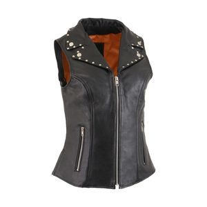 Premium Quality Winter Leather Vests for Men <b>Women</b> Triple Breasted Button Closure Moto & Biker Style OEM Exporters - Product Image 2