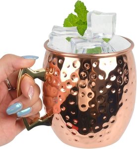Taza de Cerveza Moscow Mule de Cobre Brillante con Logotipo Personalizado, Vajilla Metálica para Cócteles, Artículos para Bebidas y Bar con Logotipo Disponible - Product Image 4