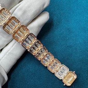 Pulsera de tenis de plata 925 con diamantes cultivados en laboratorio de corte esmeralda, doble halo, de lujo, para hombre y mujer - Product Image 6
