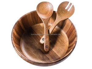 Bol à salade en bois de qualité supérieure au meilleur prix avec cuillères en bois de style campagnard pour les quantité minimale de commande négociables de fête - Product Image 5
