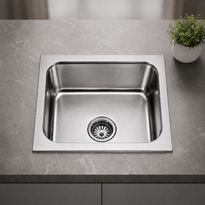 Évier de cuisine carré en acier inoxydable de qualité 304, cuve simple à poser sur le comptoir - Product Image 3