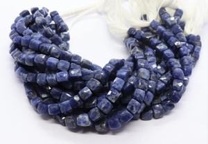 AAA Natural Sodalite Faceted Cube Beads 6-7 MM Sodalite Box Shape 8 Inch Premium 3D Cube <b>Gemstone</b> Beads Jewelry Making Wholesale - Product Image 5
