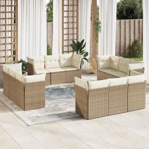 Grande divano modulare con Patio in Set da giardino in PE Rattan Beige - Product Image 1