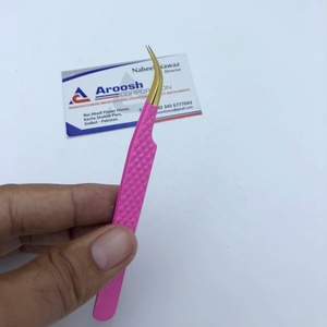 Pince à épiler rose vif couleur Plasma or courbe J pince à épiler extension de cils en acier inoxydable de haute qualité - Product Image 3