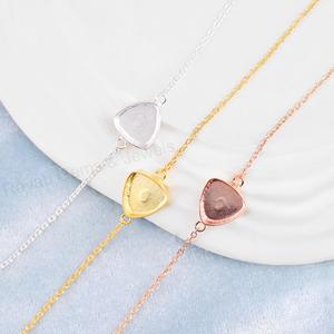 Pulsera de Cadena con Eslabones de 10mm en Plata 925 Maciza y Oro de 18k, con Bisel Trillón, para Guardar Leche Materna, Accesorios de Joyería DIY de Resina - Product Image 5
