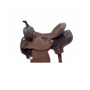 Brown Roughout Leather Western Barrel Racing Horse Saddle Floral <b>Hand</b> Tooled Hard Seat Trail Riding Tack 10"-18" Inch - Product Image 2