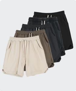 Nuevos pantalones cortos tipo bermuda de algodón de color sólido para hombre con cintura con cordón y bolsillos, estilo casual, corte medio, tejido de punto. - Product Image 6