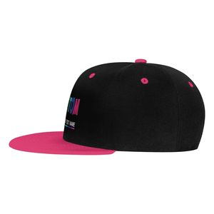 Gorra Snapback Personalizada de 6 Paneles, Negra con Visera Rosa, Ajustable, Unisex, Estilo Urbano, de Hilo de Algodón, con Logotipo de Letras Arcoíris en el Panel Frontal - Product Image 3