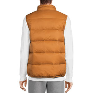 Gilet matelassé d'hiver pour homme grande taille, couleur unie, col montant, fermeture éclair, vêtement d'extérieur décontracté, rembourrage en polyester, chaud et respirant - Product Image 6