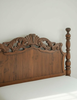 Lit double en bois massif de style américain de luxe, vintage français, simple et rustique, 1,8 m, en cuir, pour chambre principale