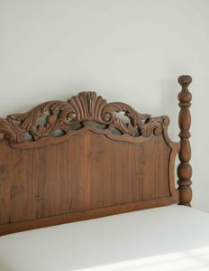 American Deluxe Solid Wood Bed French Vintage Bed Country Simple 1.8m Leather <b>Art</b> Double Bed Master Bedroom Furniture - Product Image 4