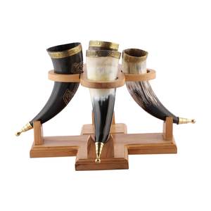 Wooden Viking Horn Holder <b>Drinking</b> Horn Display <b>Rack</b> for Medieval Bar Home Decor Custom Wholesale - Product Image 4
