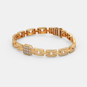 Pulsera de Cadena con Eslabones Centrales de Diamantes Cuadrados de Lujo - Product Image 2