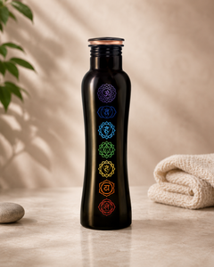 Botella de agua de cobre con estampado de chakras, diseñada para una hidratación pura, promueve una vida saludable para el hogar, la oficina, el gimnasio, actividades al aire libre y viajes. - Product Image 2