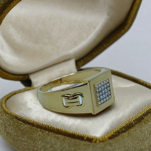 Elegant 22K Gold Mens <b>Ring</b> with Diamond Square Grid Design Stylish Heavy <b>Finger</b> <b>Ring</b> Luxury Jewellery for Daily Wear - Product Image 2