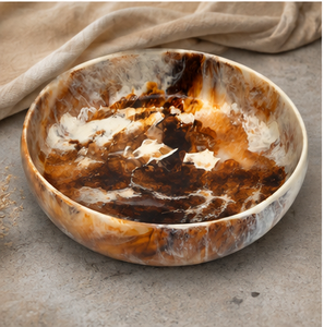 Bol à salade et à fruits en polyrésine polie, motif marbre moderne, fait main, pour les fêtes, les mariages, la salle à manger à domicile - Product Image 2