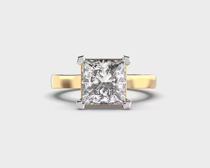 Anillo de Compromiso con Diamante Cultivado en Laboratorio, Corte Princesa, Color F, Claridad VS1, 1.00 Quilates, Certificado IGI, Oro Amarillo de 14k, Regalo para Mujer - Product Image 1