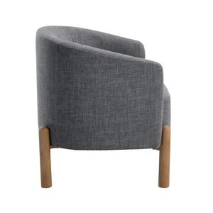 Poltrona con Gambe in Legno Massello e Struttura Resistente, Stile Contemporaneo, Rivestimento Grigio Confortevole per Soggiorno, 1 Pezzo - Product Image 6