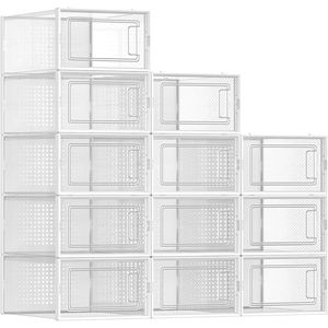 Set di 12 Scatole Impilabili Trasparenti per Scarpe, 13,1 X 9,1 X 5,6 Pollici, Contenitori Trasparenti per Sneaker da Armadio - Product Image 1