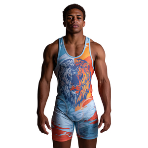 Custom 100% Polyester Wrestling <b>Singlet</b> Printed Weightlifting Uniform and Fight Jersey OEM Custom <b>Men's</b> Wrestling Jerseys - Product Image 2