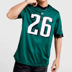 เสื้อเจอร์ซีย์อเมริกันฟุตบอลทรงโอเวอร์ไซส์ สตรีทแวร์ แขนสั้น ผ้าโพลีเอสเตอร์สีพื้น สำหรับผู้ชาย สามารถสั่งทำหมายเลขได้ สไตล์ลำลองแบบทีม - Product Image 1