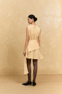 Women's Woven Silk <b>Dress</b>, Crew Neck, Regular Sleeve, Button Detail, <b>Loose</b> Fit, Breathable Minimalist Summer Style - Product Image 4