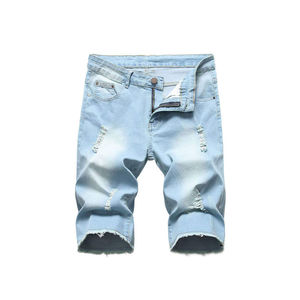 Shorts en jean vintage pour homme, coupe droite, taille mi-haute, 100 % coton, respirant, imperméable, prix raisonnable, style streetwear estival personnalisé - Product Image 2