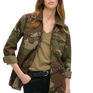 Veste en jean longue extensible pour femmes avec imprimé camouflage, veste en jean d'hiver en coton, veste en jean camouflage tendance pour femmes - Product Image 1