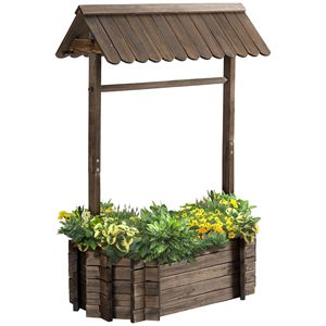 Jardinière décorative d'extérieur en bois surélevée, type puits à souhaits, pour jardin, pelouse et décoration intérieure, pots et jardinières élégants - Product Image 1